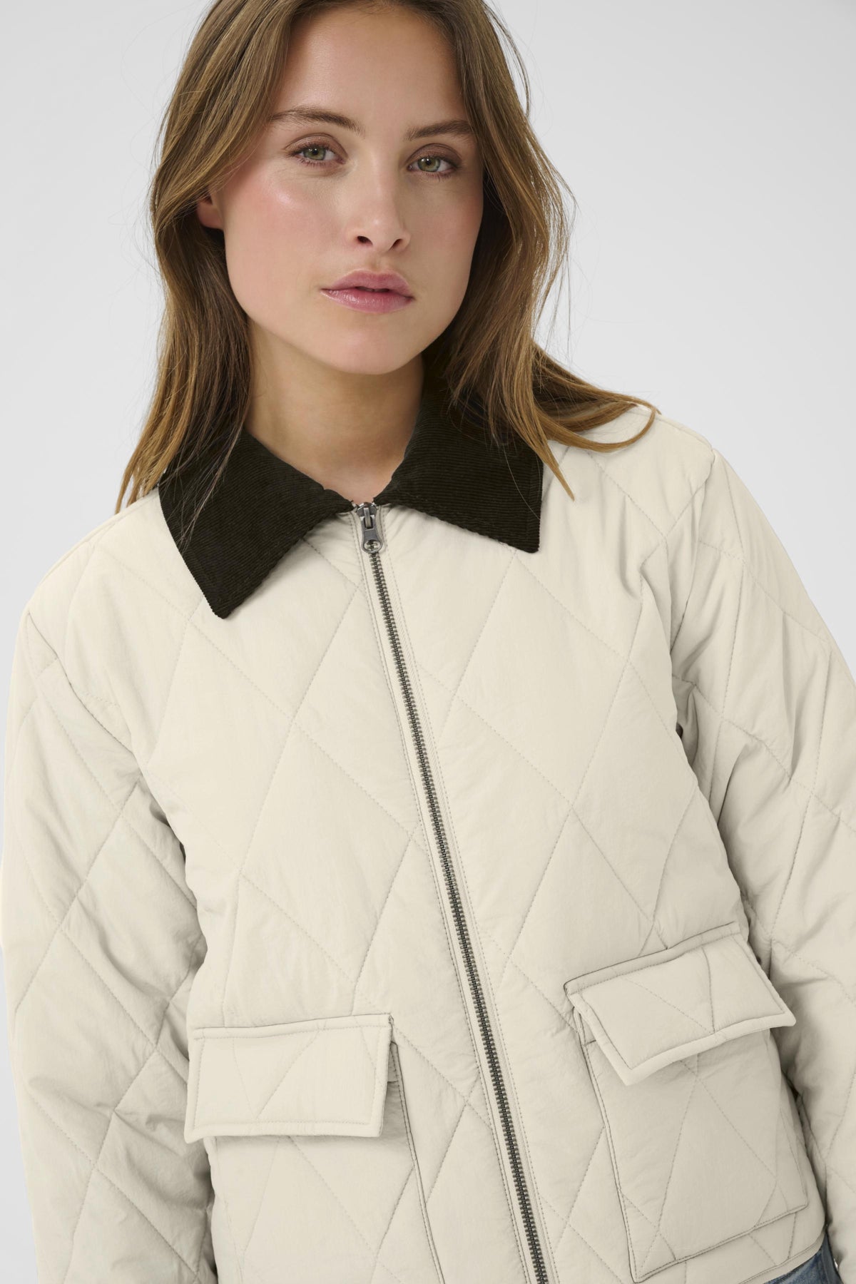 Kaffe Anneli Quitled Jacket Feather Gray