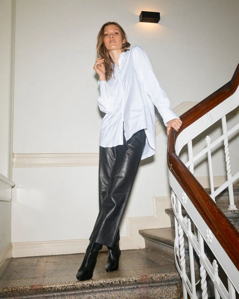 Mos Mosh Como Leather Pant Cropped Black