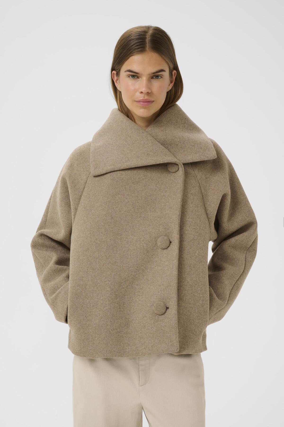 In Wear Perry Coat Short Sandy Grey Melange