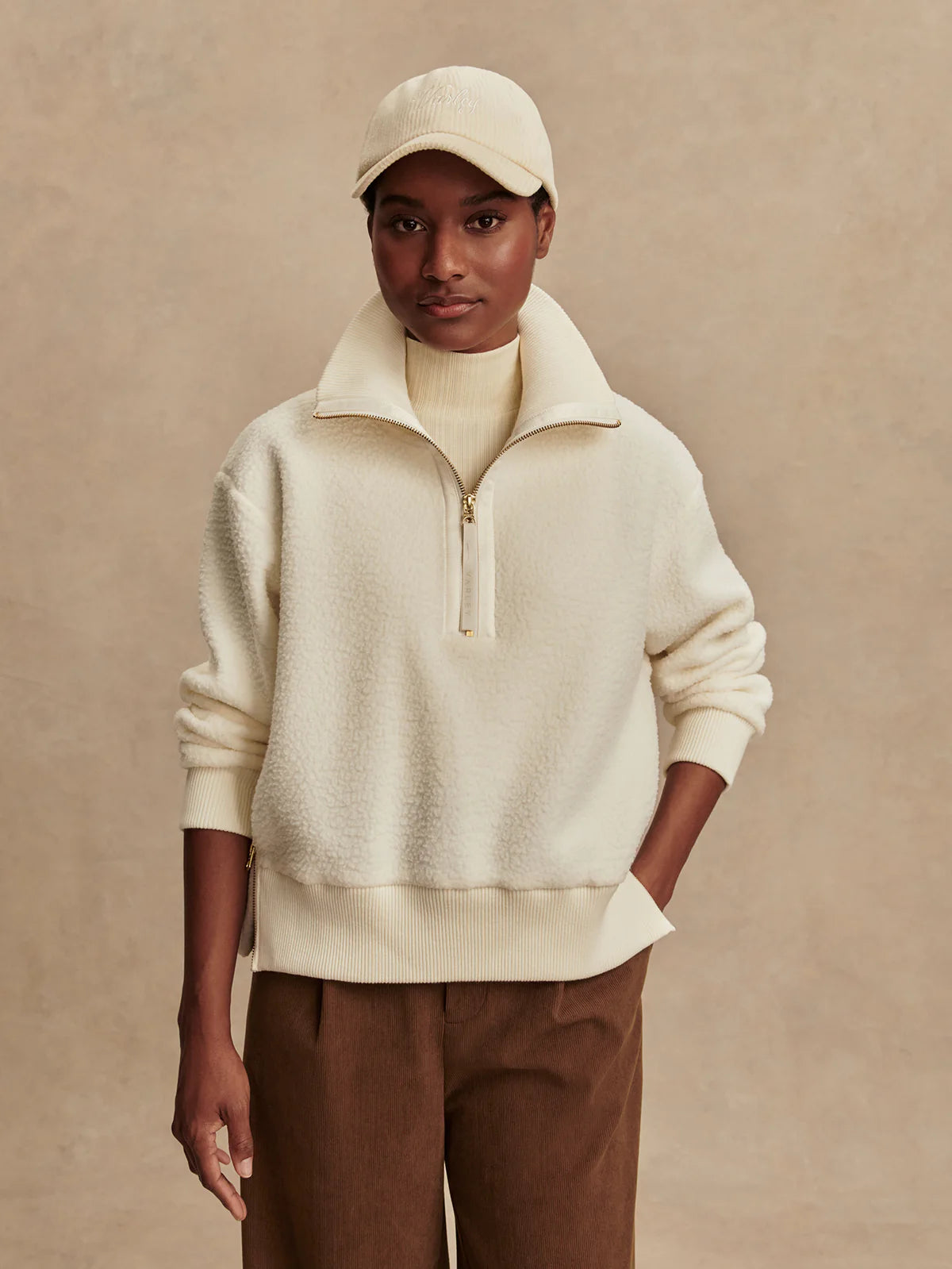Varley Roselle Half Zip Egret