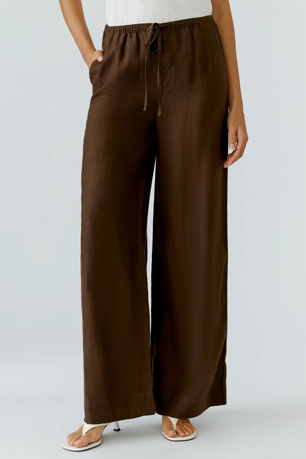 Oui Linen trousers demitasse