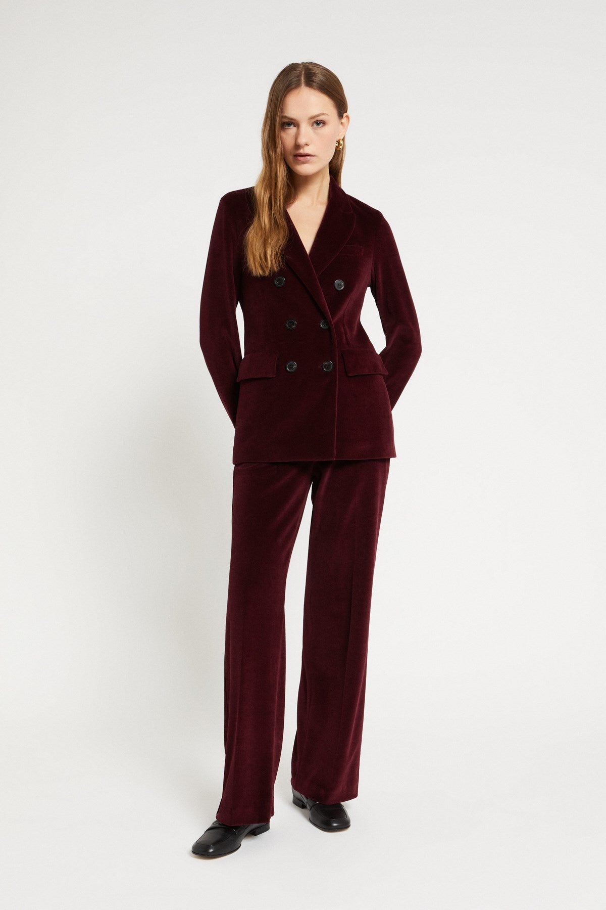 Ottod'Ame Double Breasted Velvet Jacket Plum