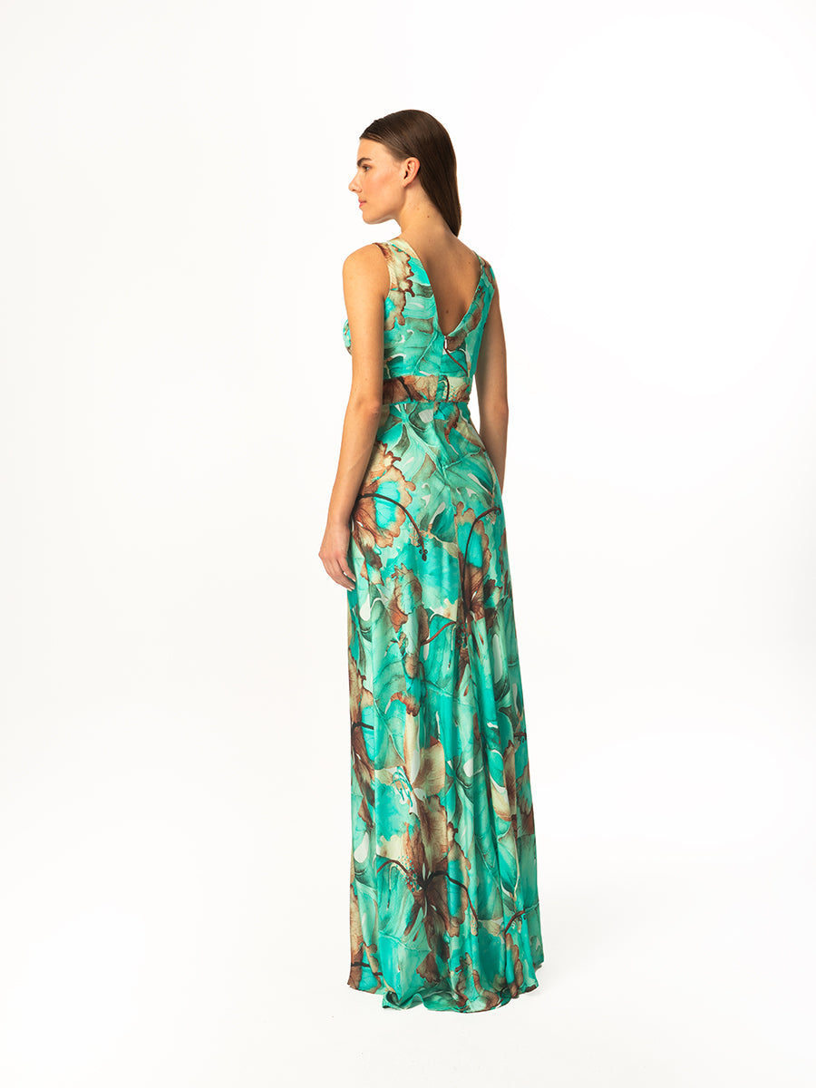 Haris Cotton Printed Dress With V Neck