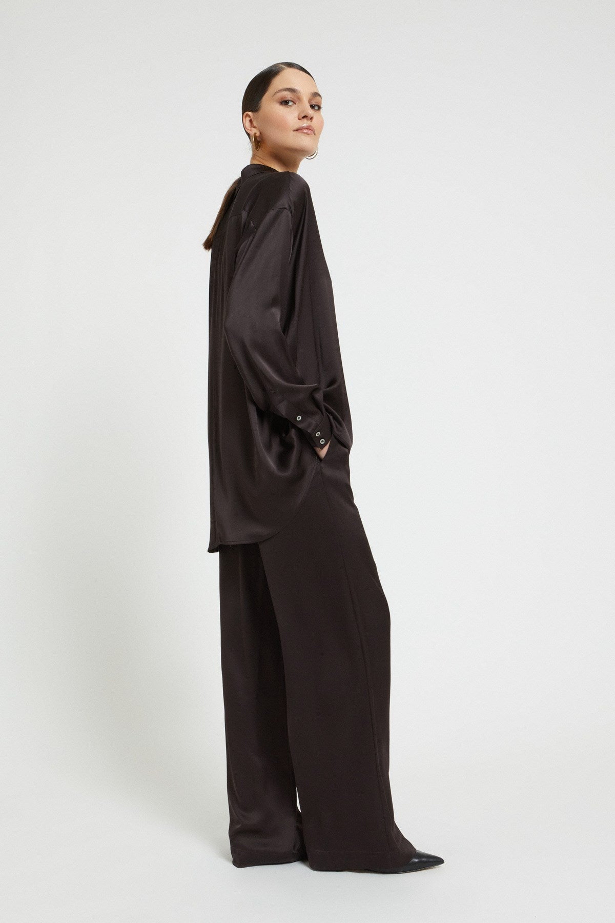 Ottod'Ame Palazzo Pants in Chocolate Brown