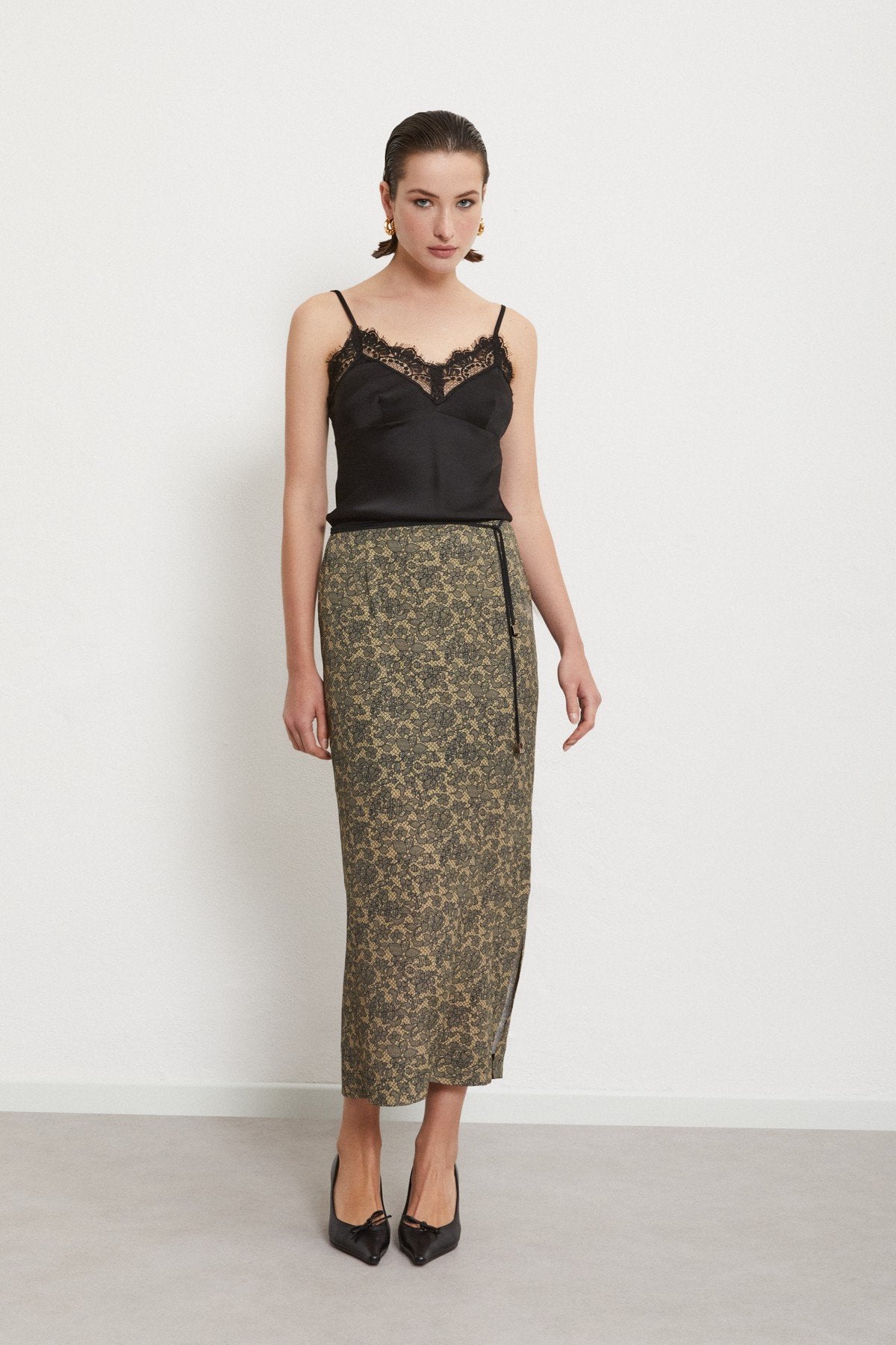 Ottod'Ame Viscose Lace Camisole - Black