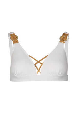 Naia Beach Phoebe Triangle Halter Bikini White With Gold