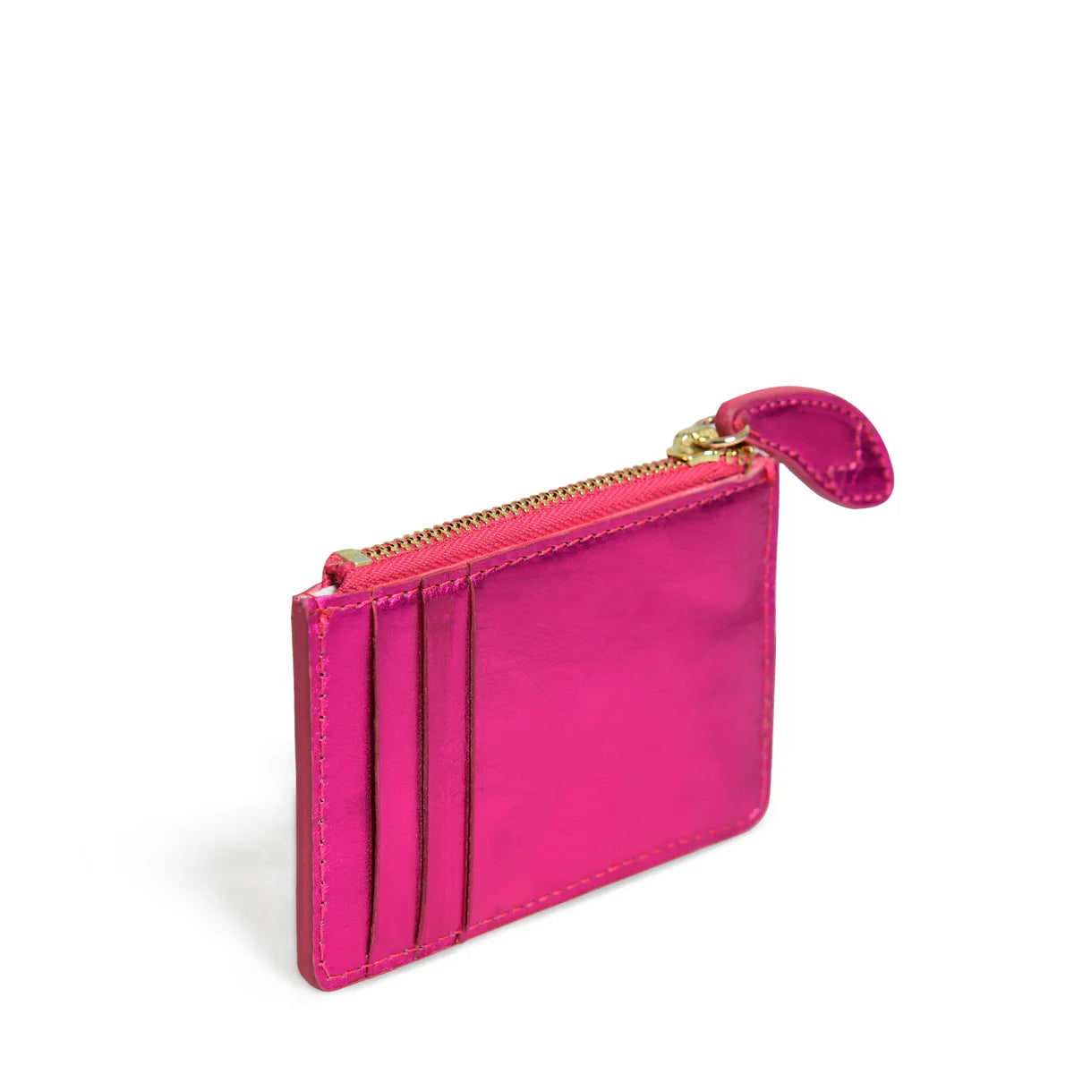 Bell & Fox Lia Card Holder in Fuschia Metallic Leather