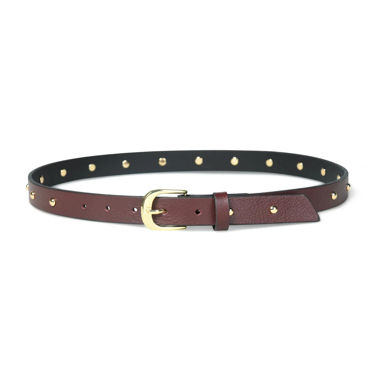 Bell & Fox Mahi Studded Leather Belt Burgundy