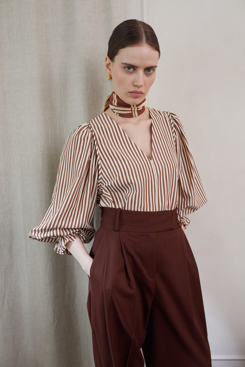 Vivere Remi Brown Stripe Top