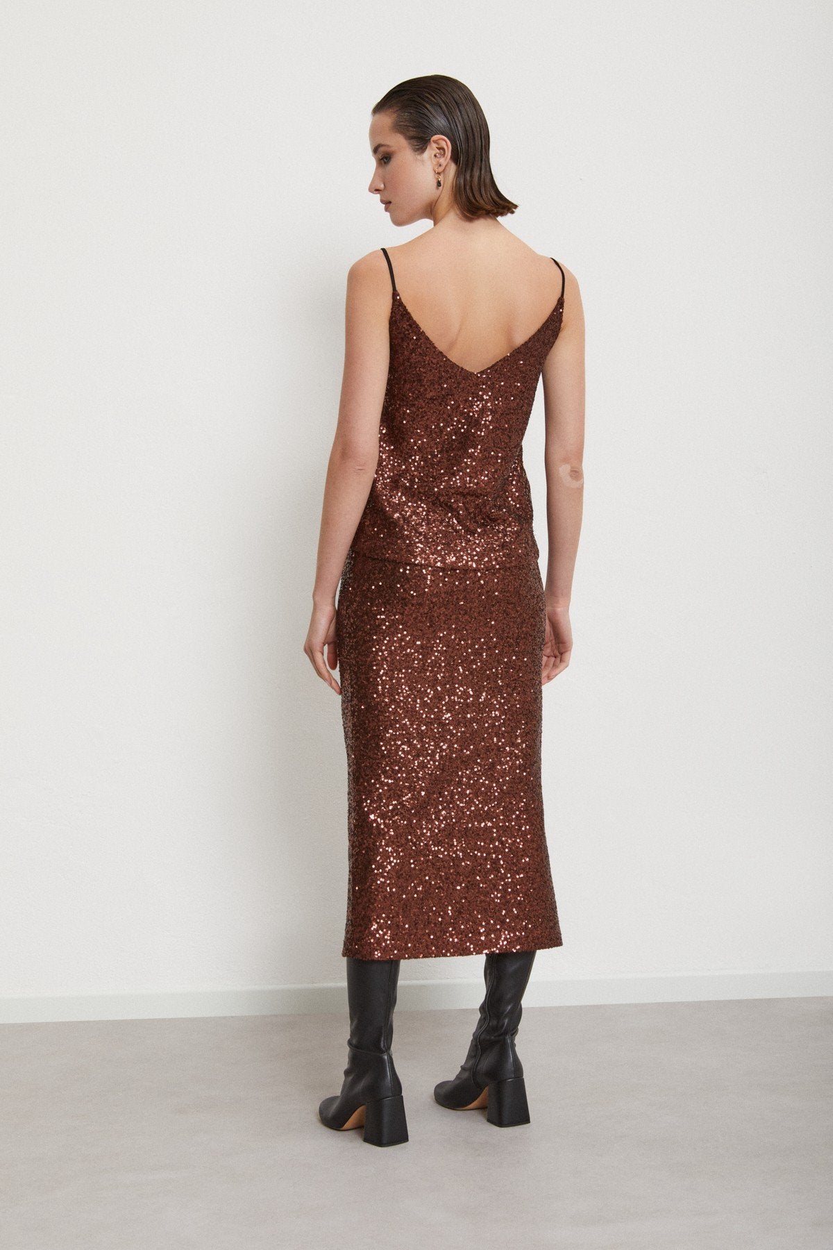 Ottod'Ame Sequin Longuette Skirt