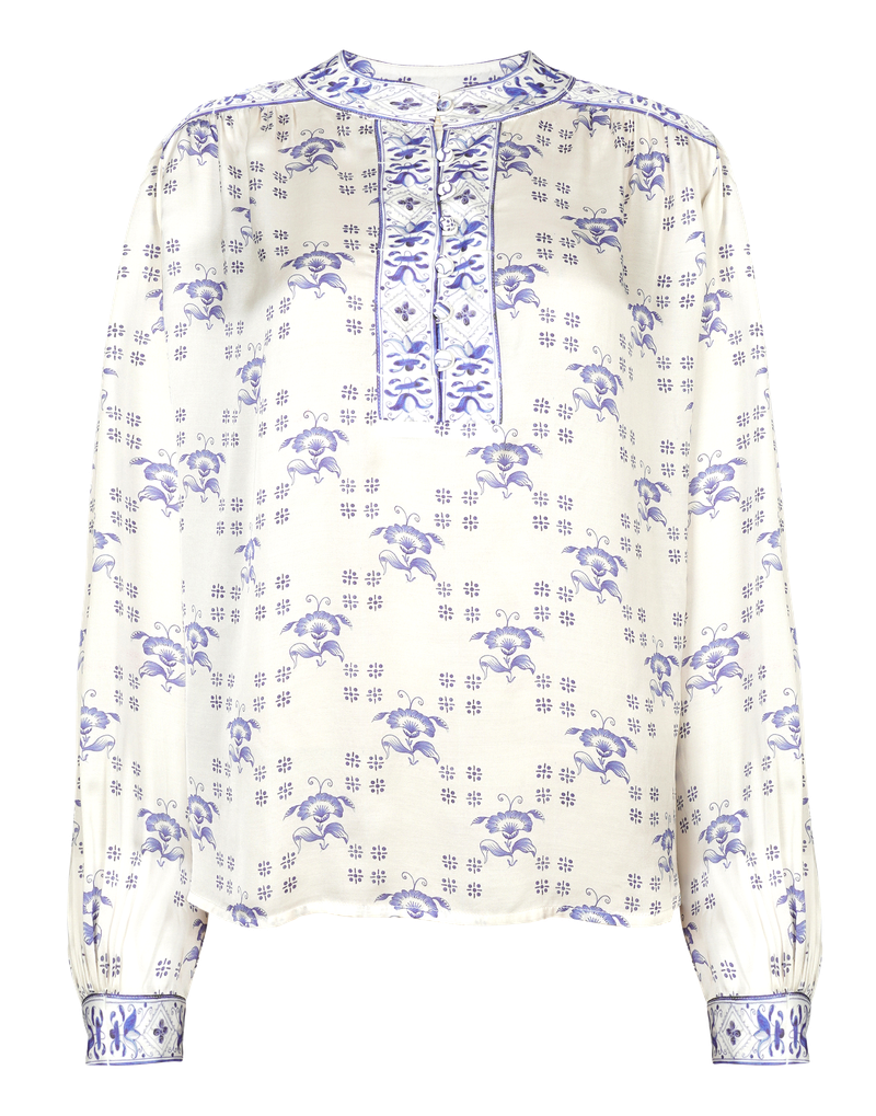 BRDR Bella Blouse Blue Floral