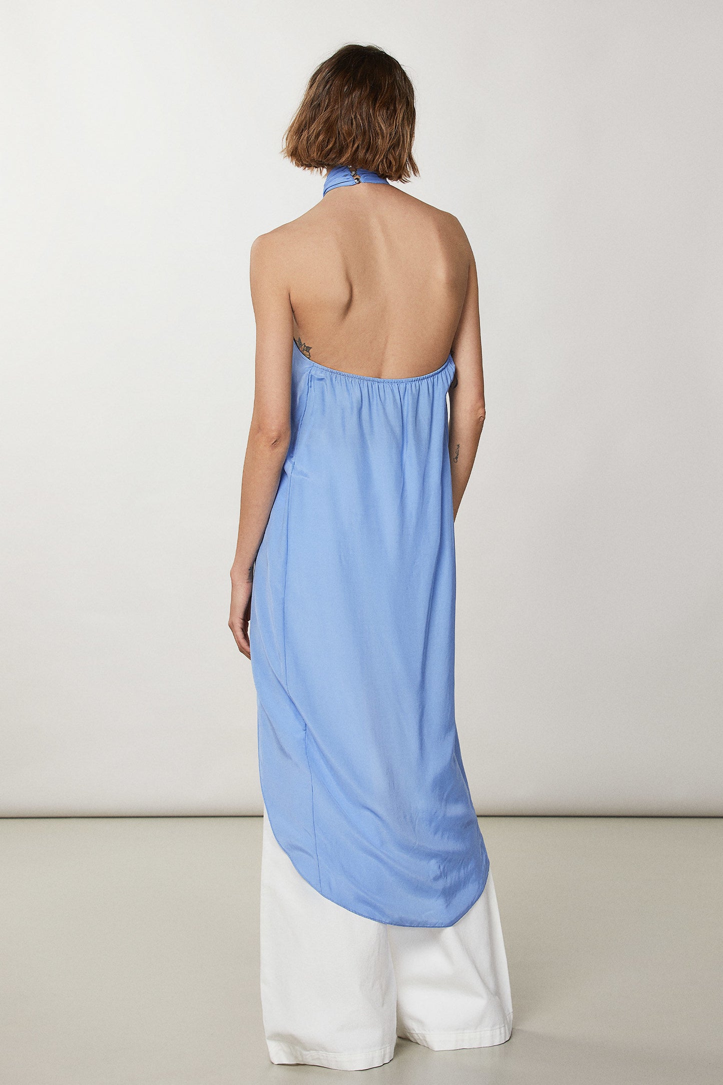 Patrizia Pepe Aysmmetric Halter Neck Top - Ceramic Blue