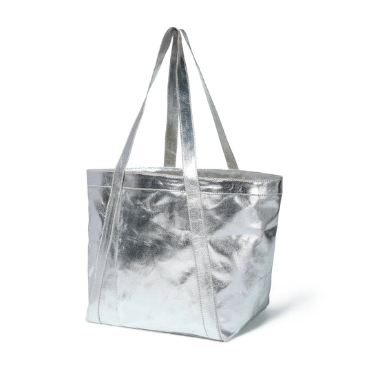 Bell & Fox Lex Tote In Silver Foil Canvas