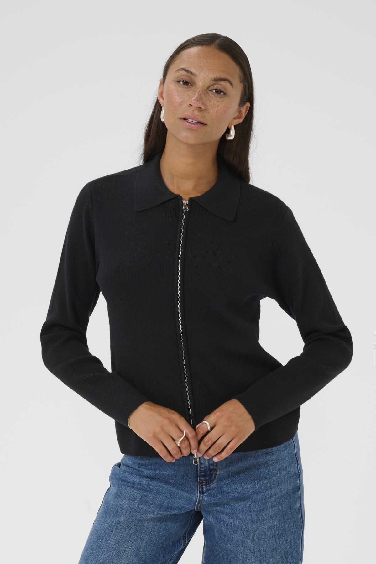 Kaffe Visja Polo Cardigan Black