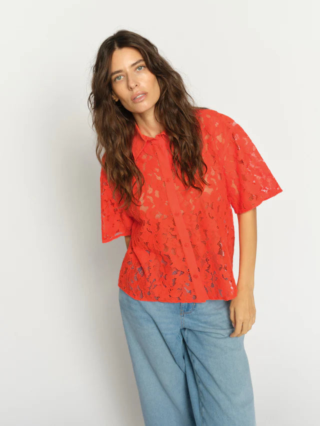 Mos Mosh Lia River Lace Shirt Spicey Orange