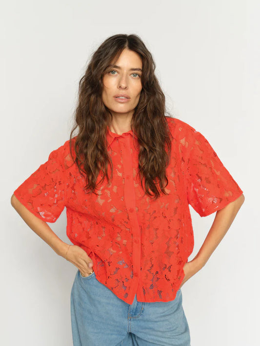 Mos Mosh Lia River Lace Shirt Spicey Orange