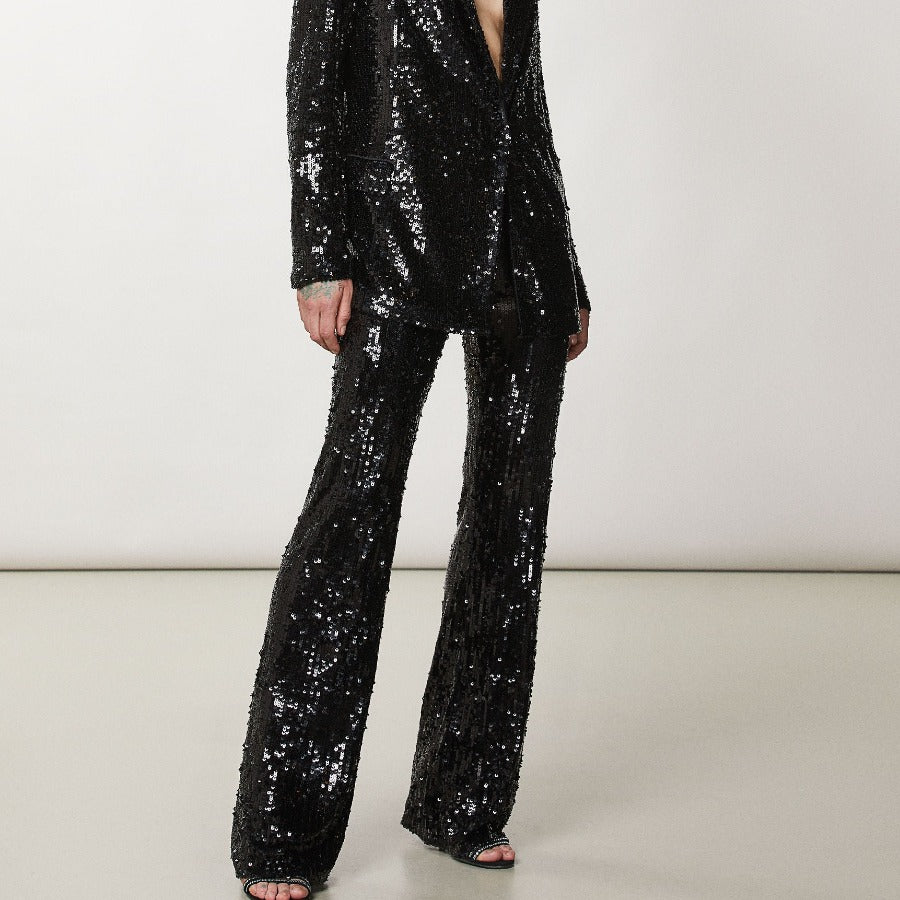 Patrizia Pepe Black Tulle Pants With Sequins