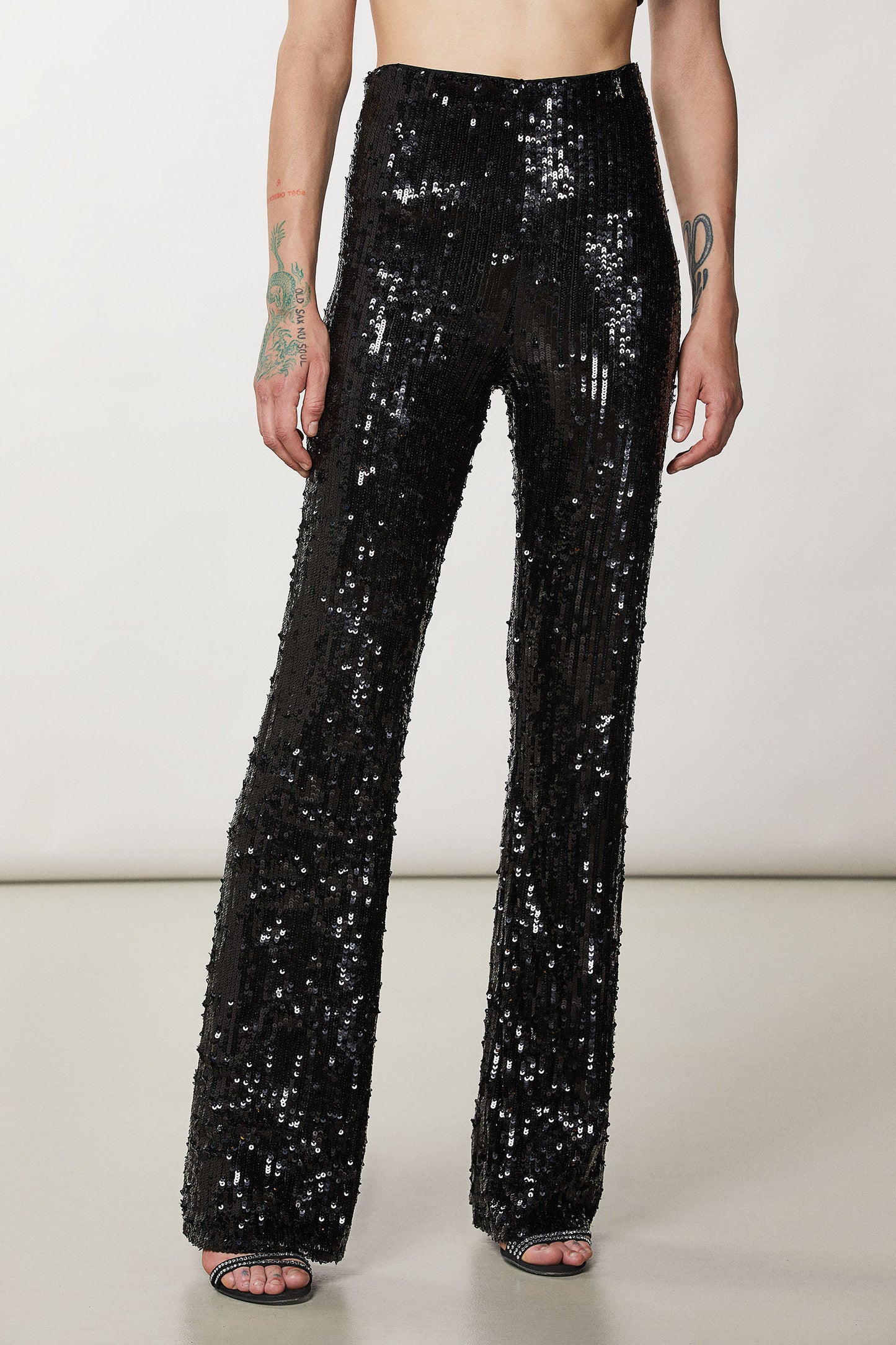 Patrizia Pepe Black Tulle Pants With Sequins