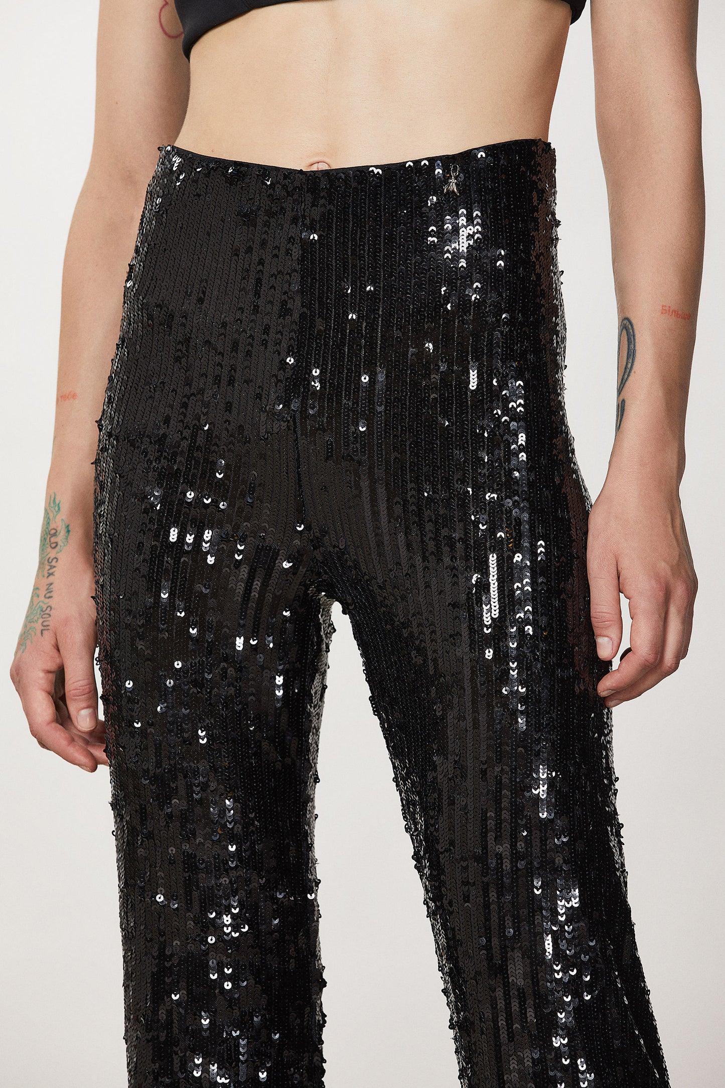 Patrizia Pepe Black Tulle Pants With Sequins