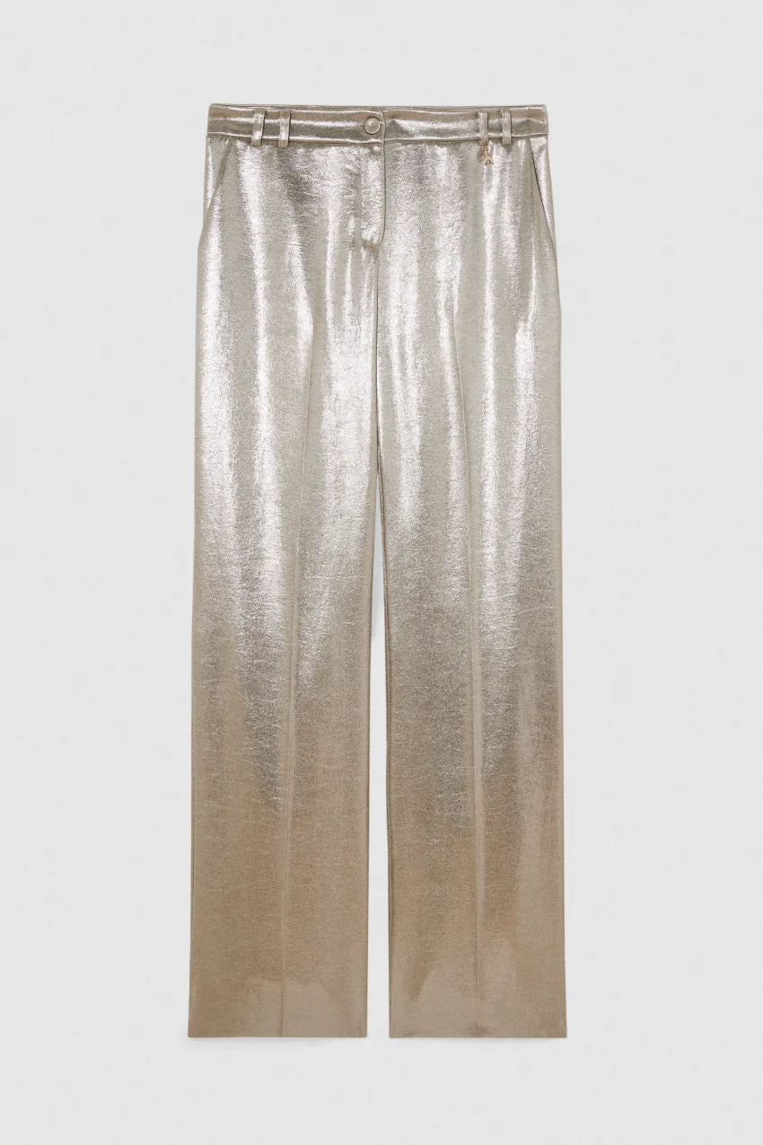 Patrizia Pepe Low Waisted Crepe Satin Pants - Gold