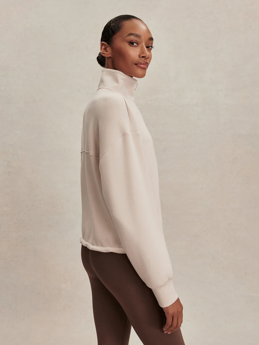 Varley Sian Cropped Half Zip in Silver Grey