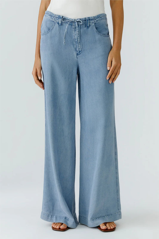 Oui Blue Lyocell Denim Trousers