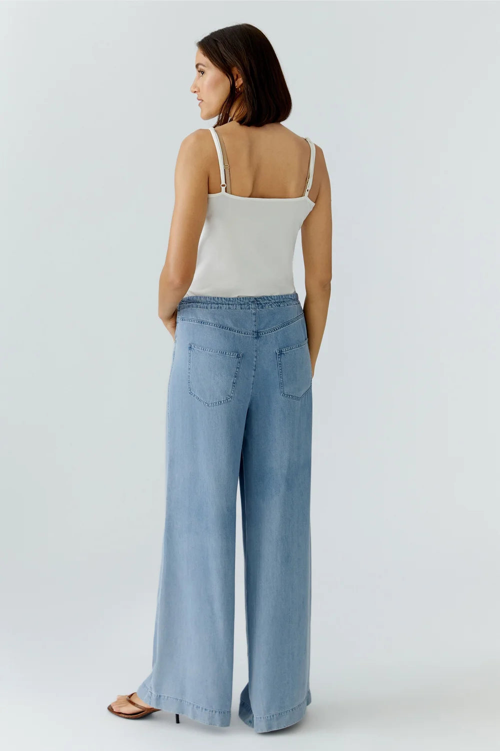 Oui Blue Lyocell Denim Trousers