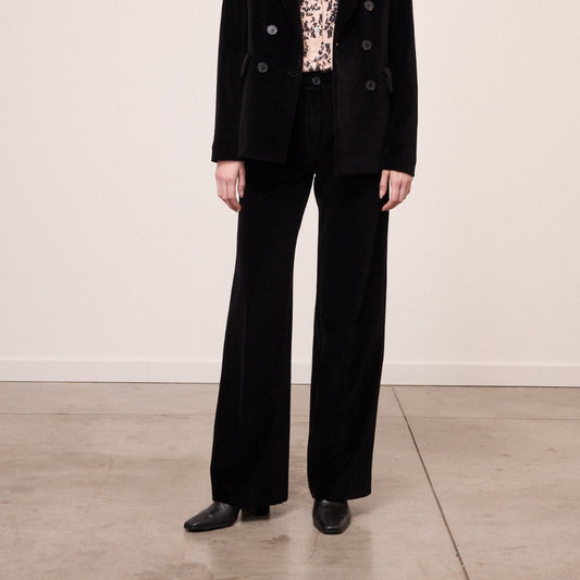 Ottod'Ame Black Velvet Palazzo Pants
