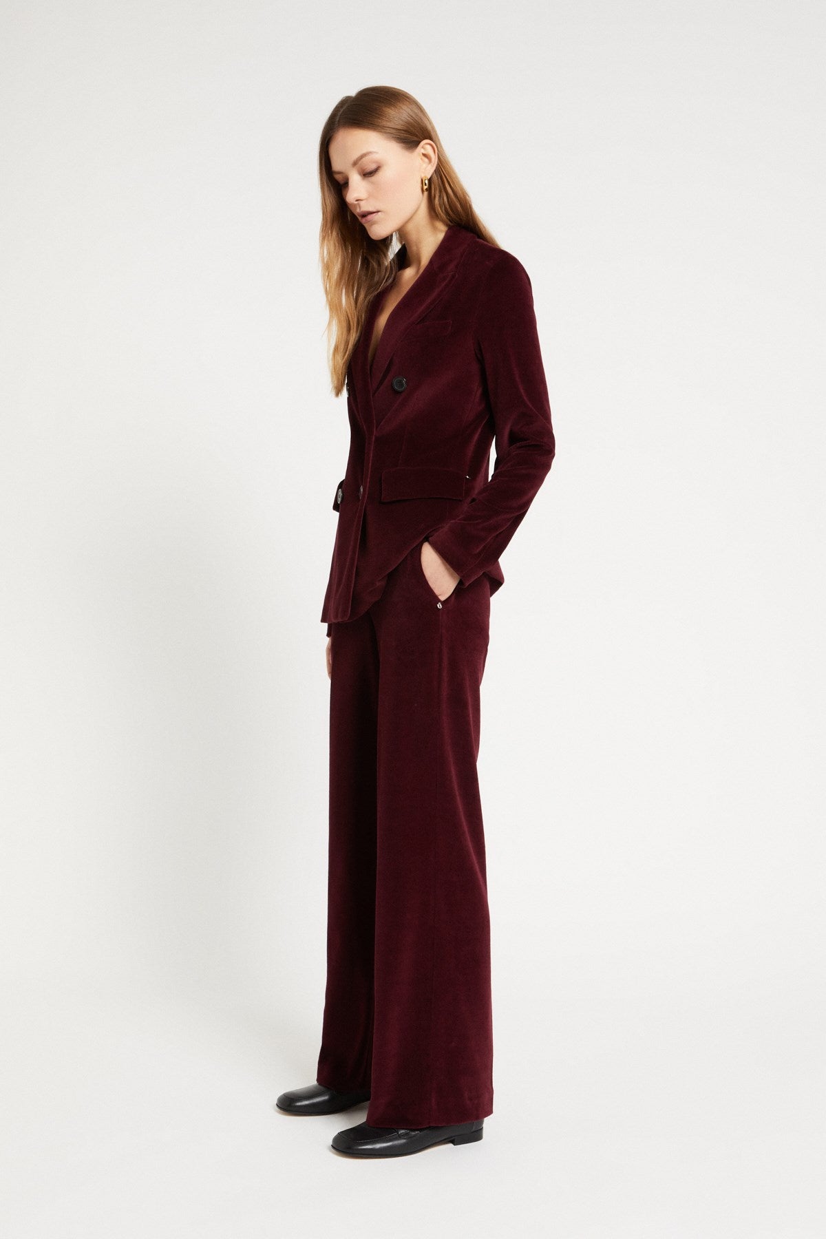 Ottod'Ame Double Breasted Velvet Jacket Plum