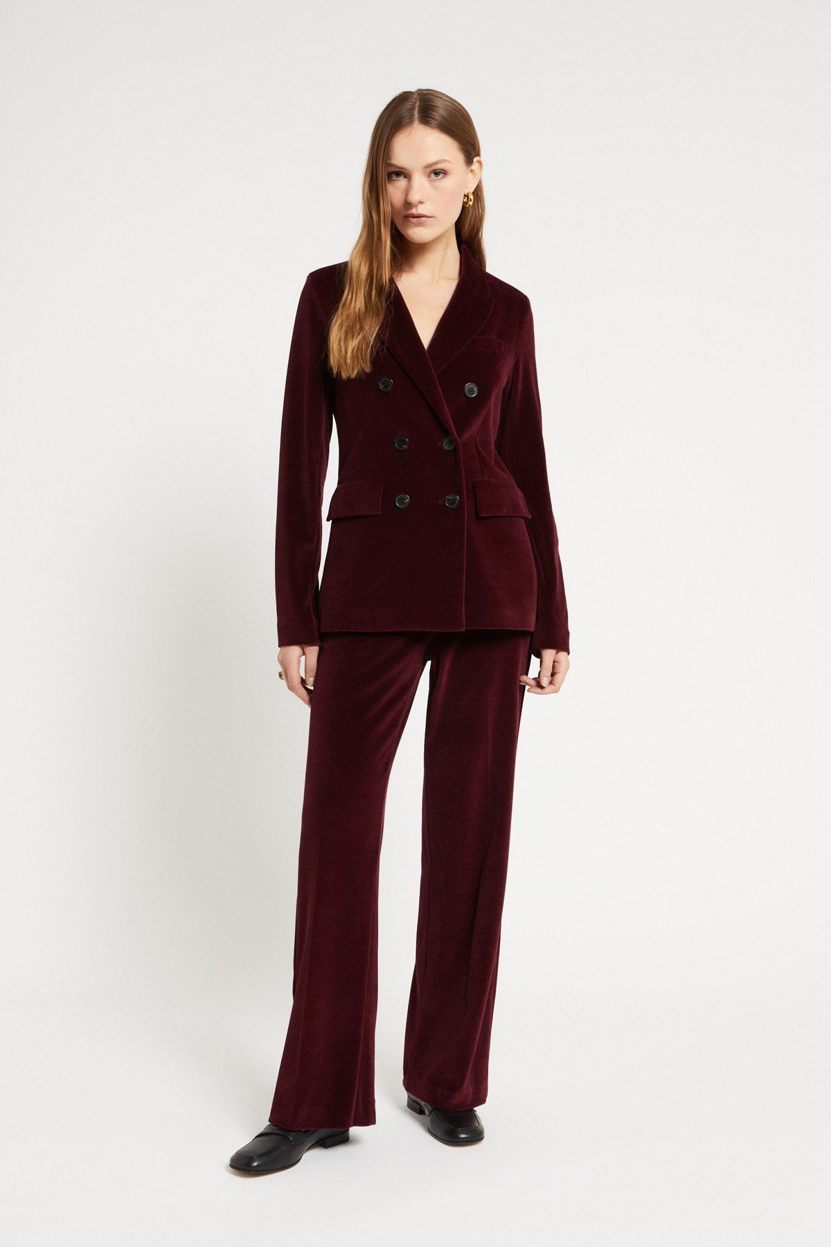 Ottod'Ame Palazzo Velvet Trousers Plum