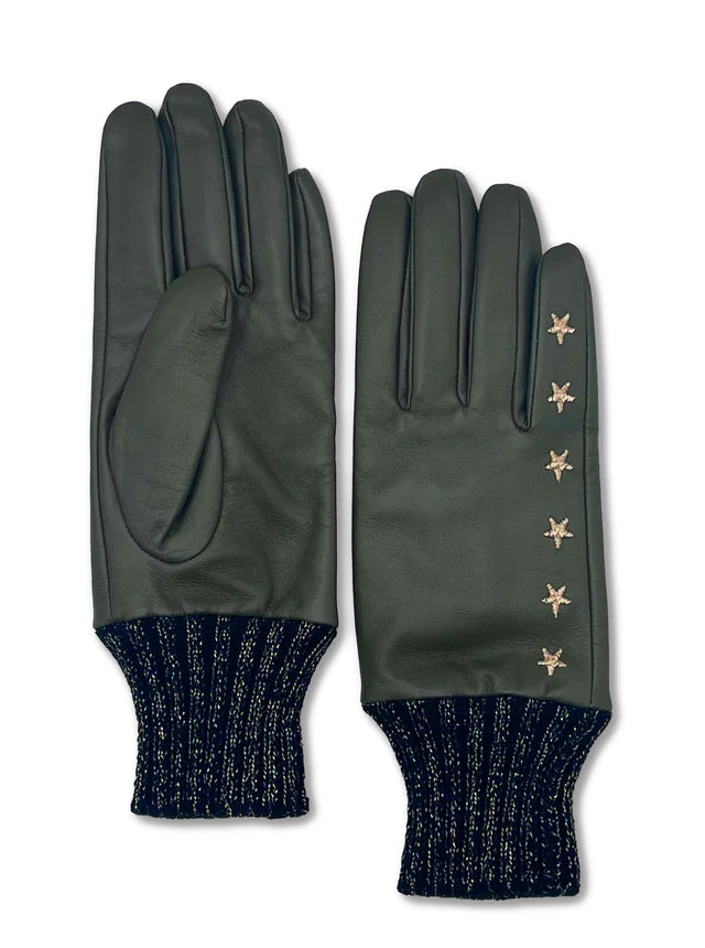 Nooki Elvis Star Leather Glove - Khaki