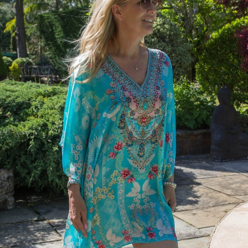 Sarai London Baby Blue Printed Kaftan