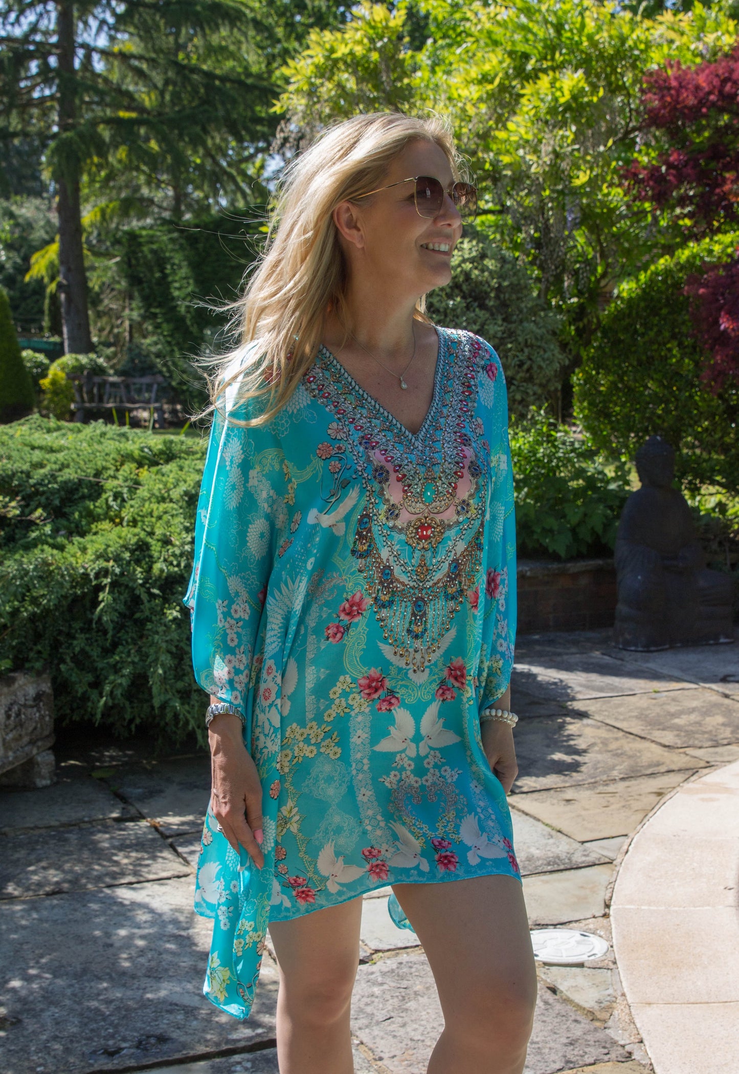 Sarai London Baby Blue Printed Kaftan