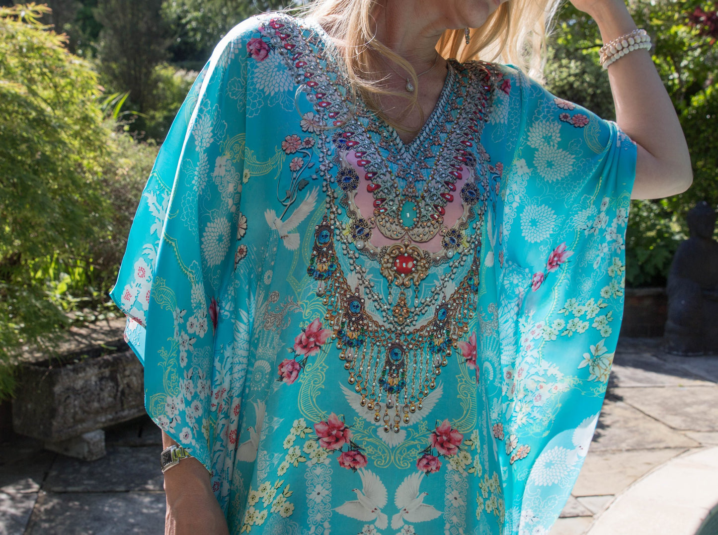 Sarai London Baby Blue Printed Kaftan