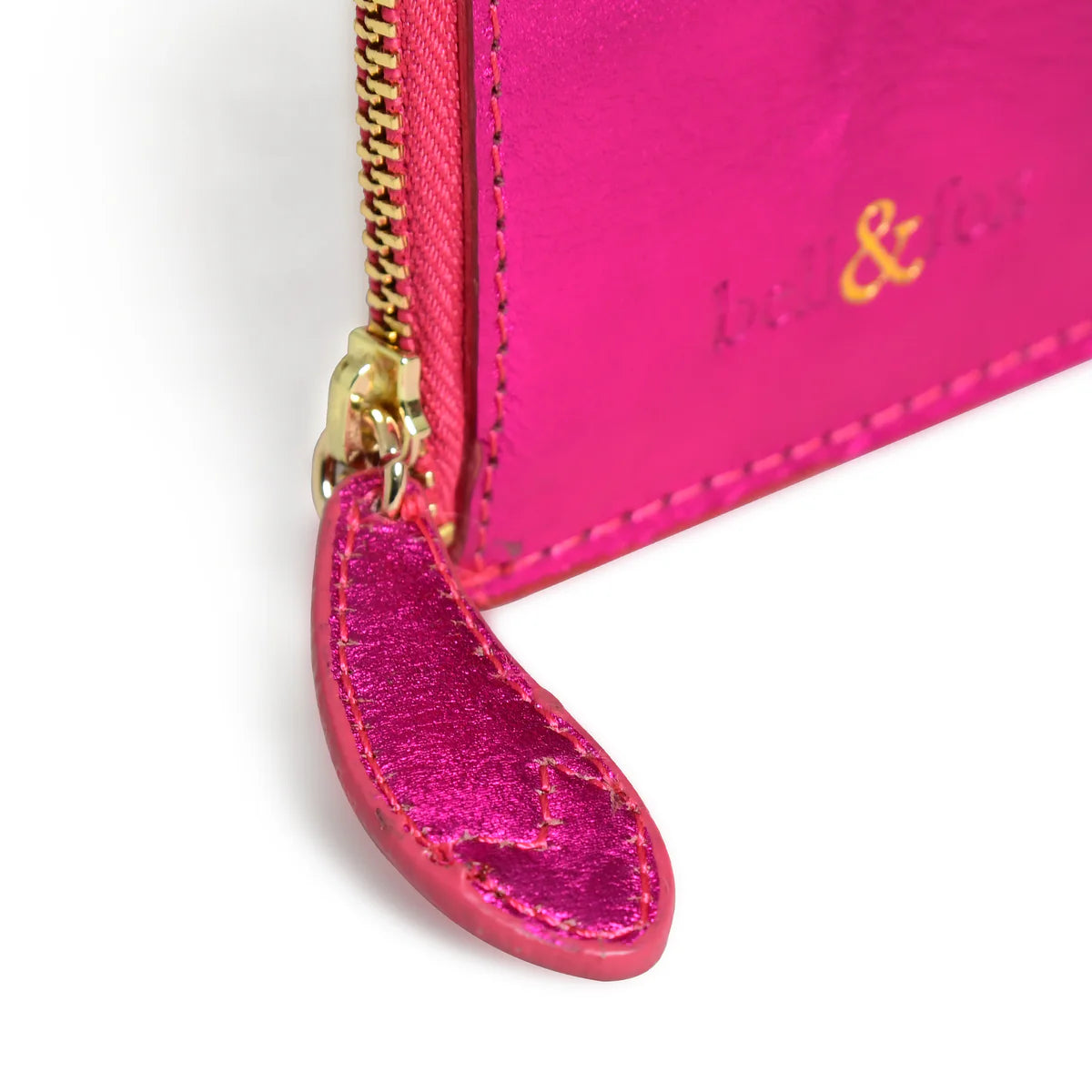 Bell & Fox Lia Card Holder in Fuschia Metallic Leather