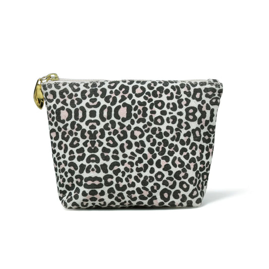 Bell & Fox Libby Pouch In Blush Leopard Print Canvas