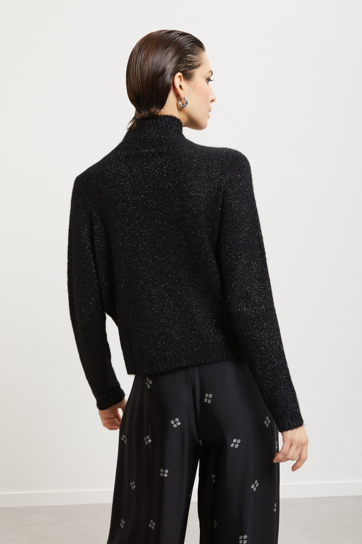 Ottod'Ame High Neck Wool Blend Sweater With Sparkles!