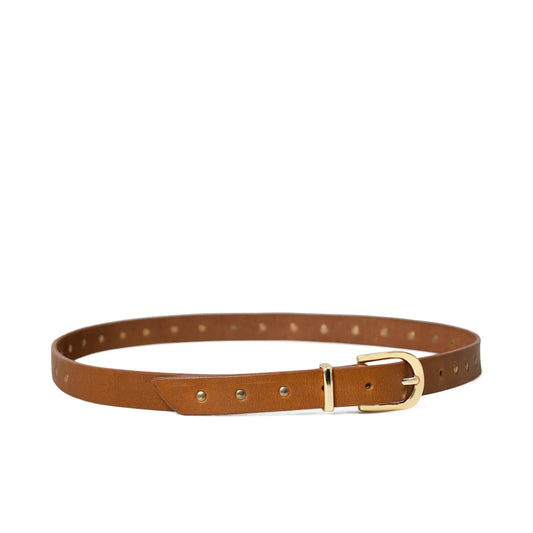 Bell & Fox Mira Studded Jeans Belt in Caramel Waxed Nappa Leather
