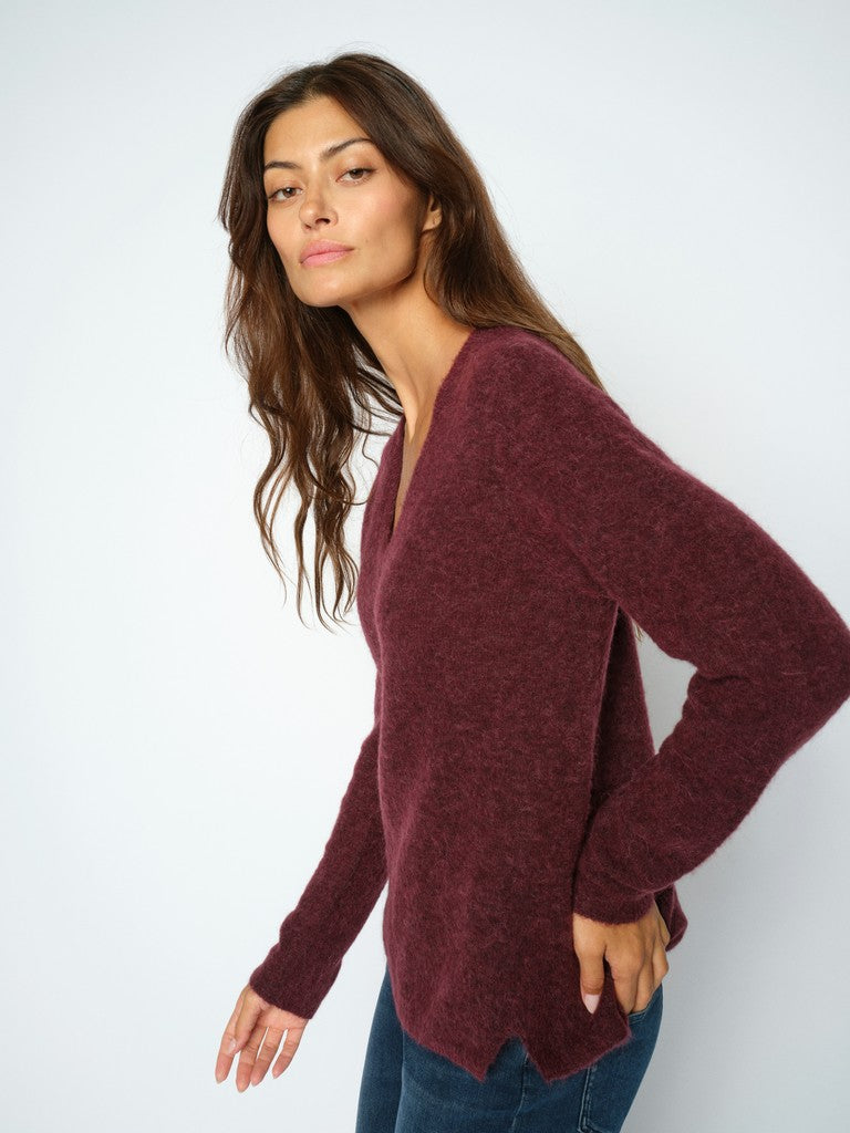 Mos Mosh Mape Sophia V Neck Knit Port Royale