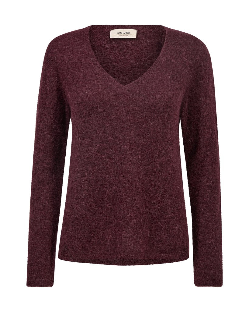 Mos Mosh Mape Sophia V Neck Knit Port Royale