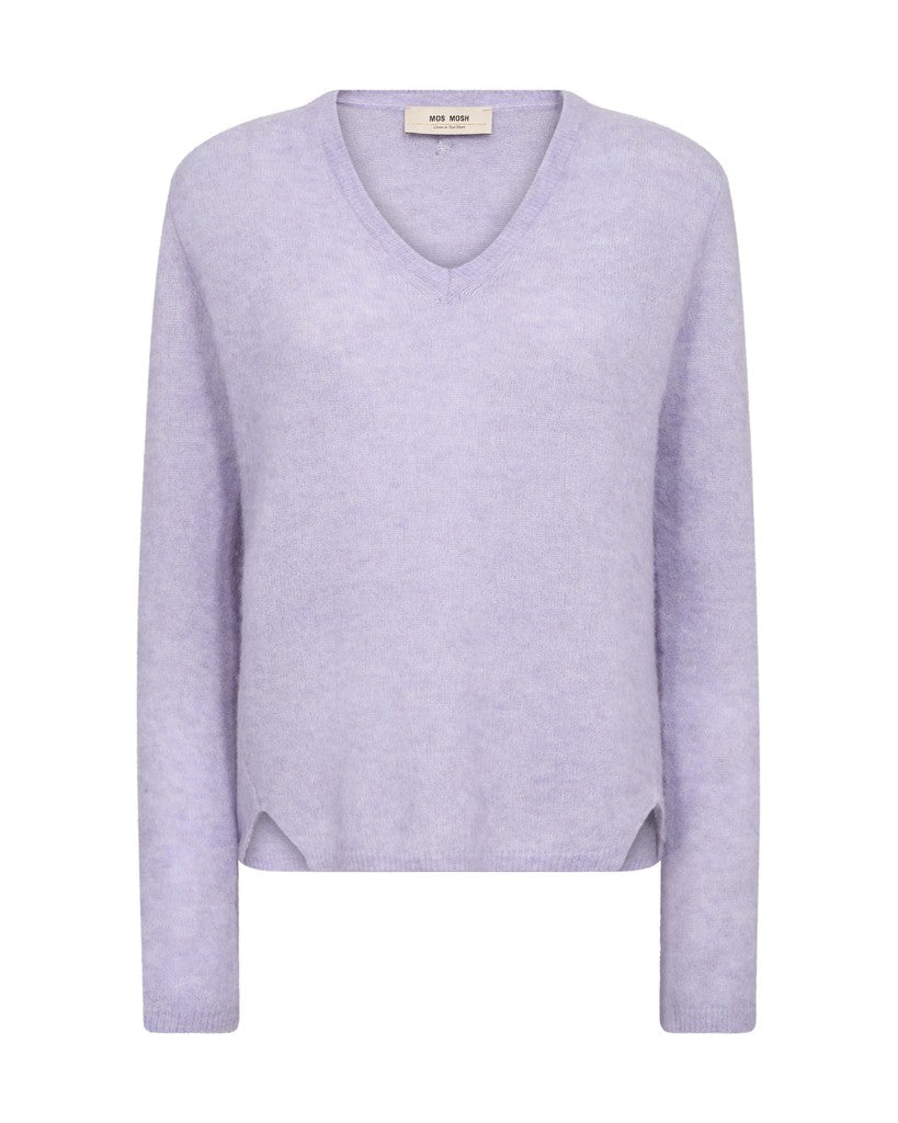 Mos Mosh Mape Sophia V Neck Knit Violet Tulip