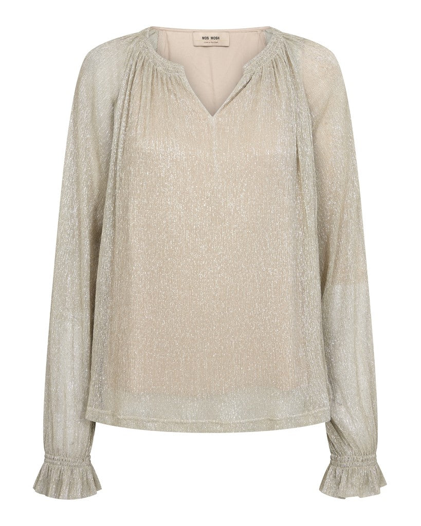 Mos Mosh Ximena Glam V Neck Blouse Mourning Dove