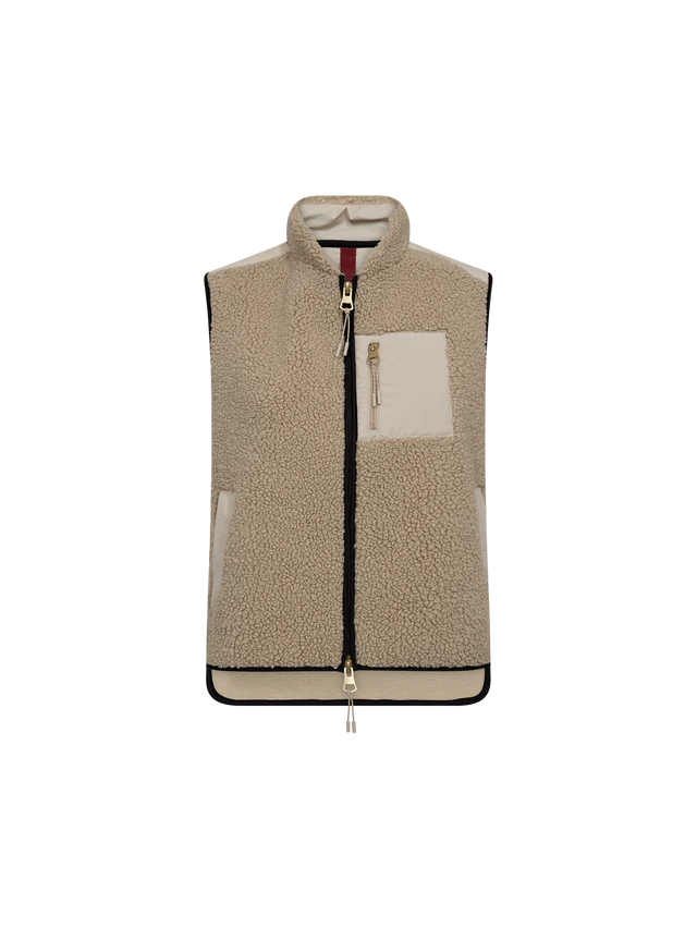 Mos Mosh Rowe Eli Teddy Vest Feather Grey