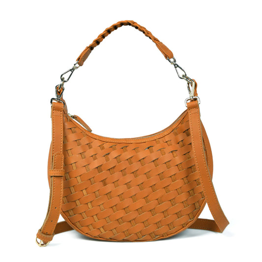 Bell & Fox Robyn Hand Woven Crossbody Caramel Suede