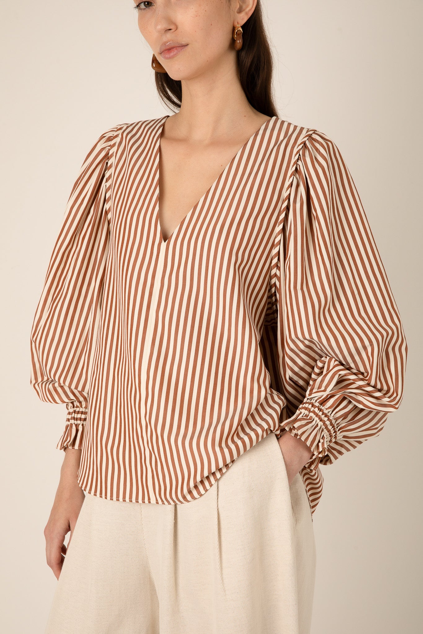 Vivere Remi Brown Stripe Top