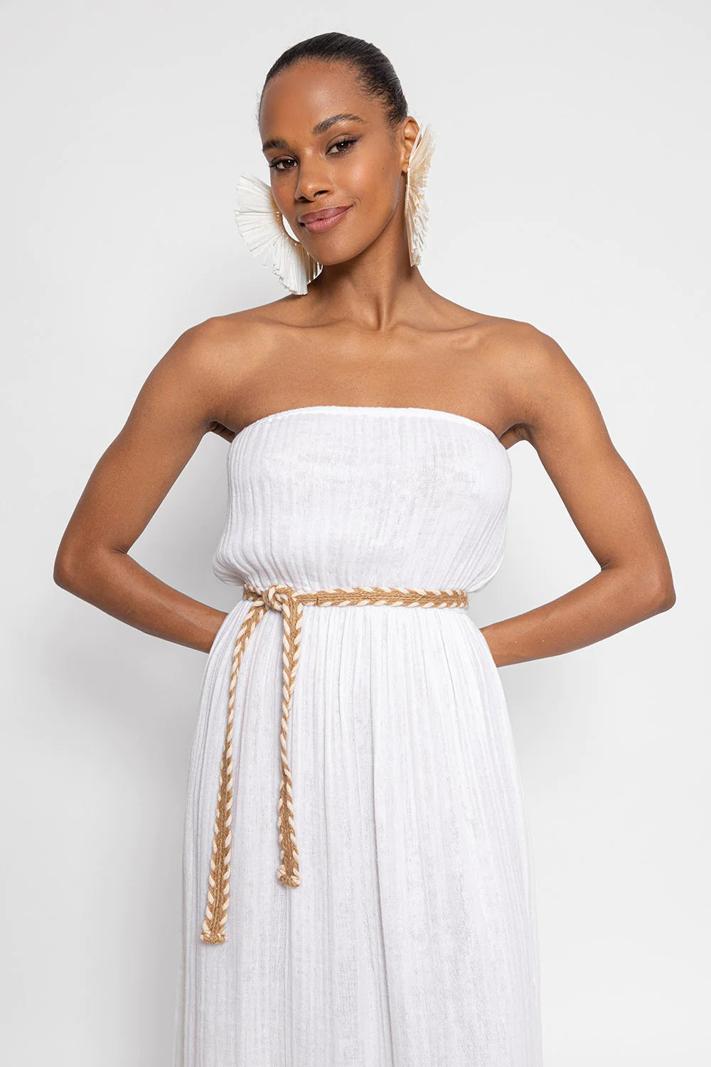 Sundress Anoushka White Cotton Gauze Dress