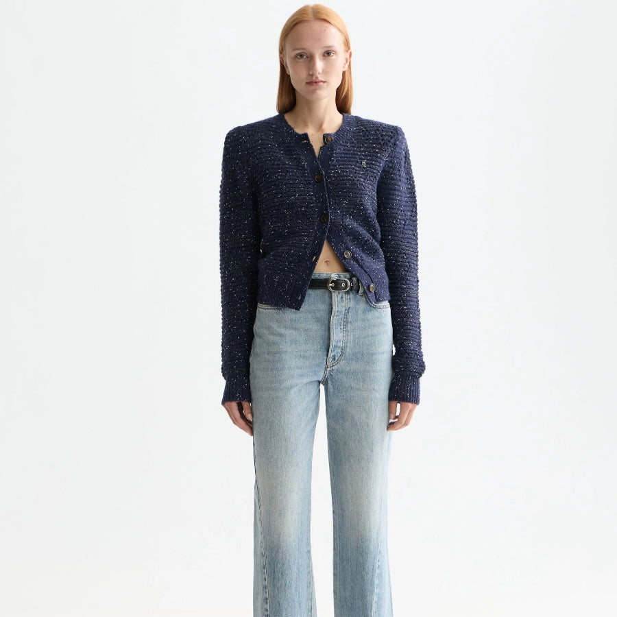 Scotch and soda metallic crew neck cardigan