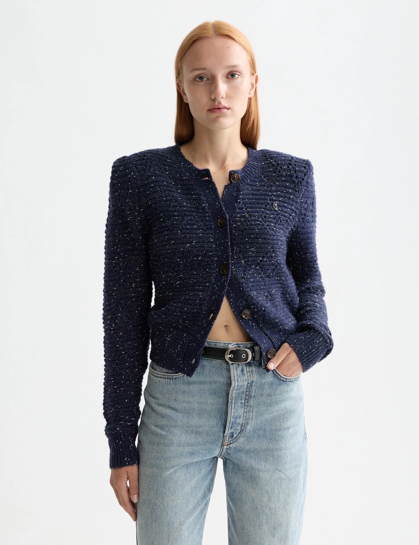 Scotch and Soda Metallic Crew Neck Cardigan
