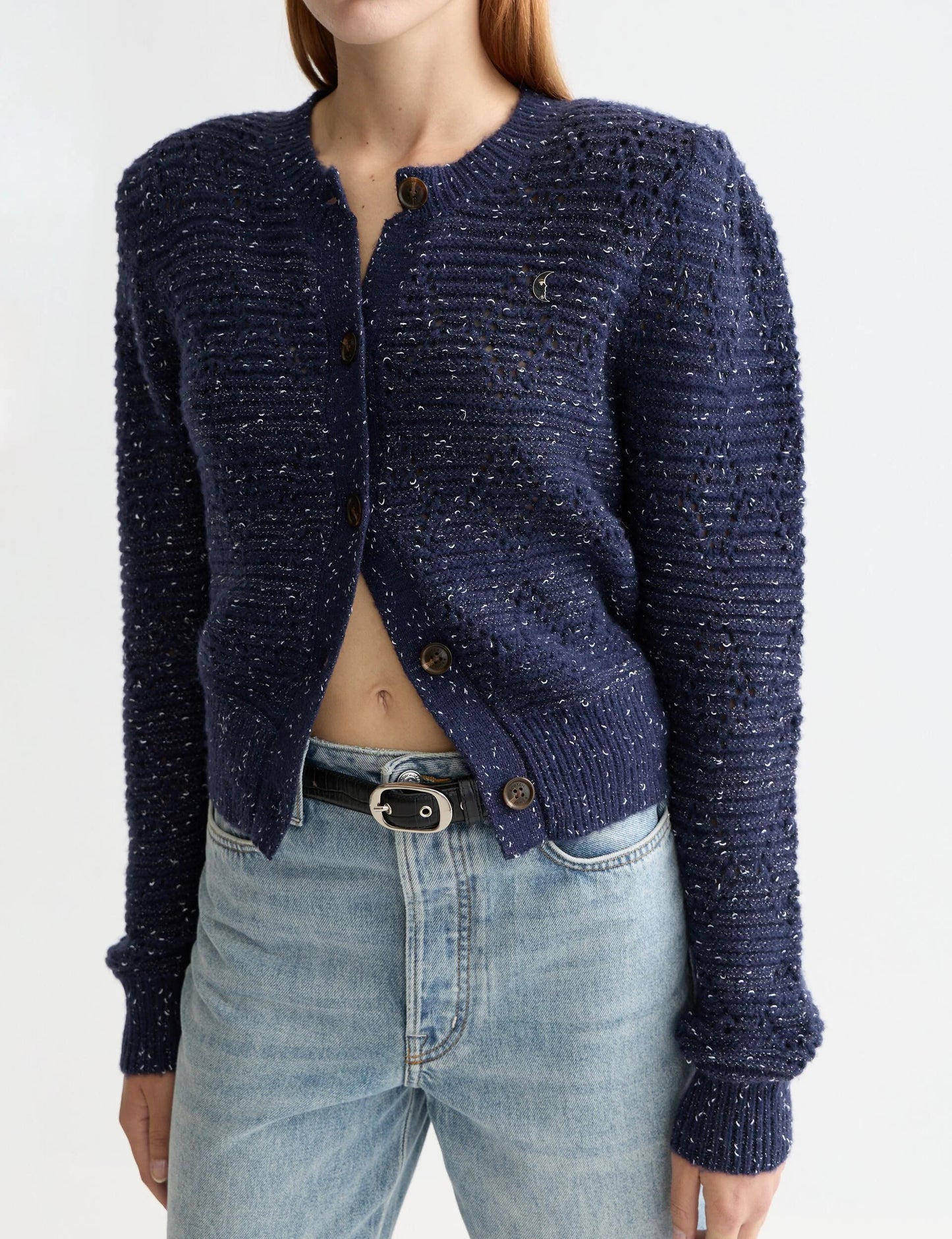 Scotch and Soda Metallic Crew Neck Cardigan