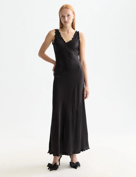 Scotch and Soda Maxi Slip Dress With Ruffled Edges